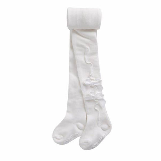 Girls Tights - Shirring Ribbon White: Shirring Ribbon White / L (5~7T)