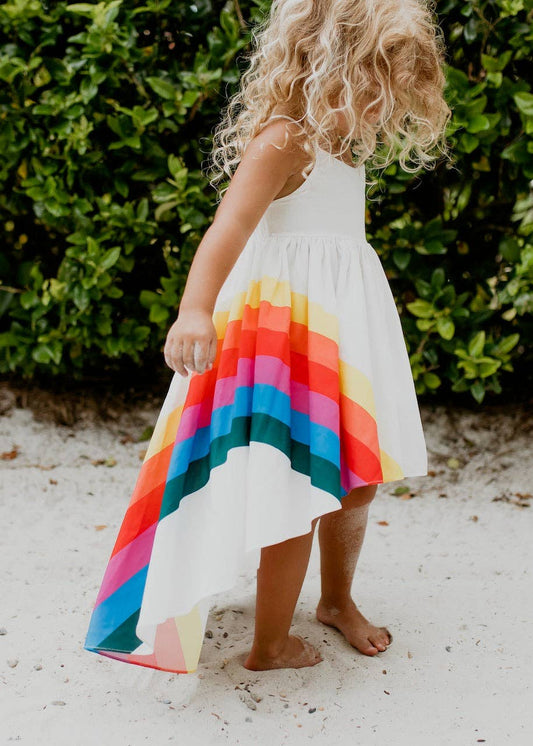 Oopies Daisy Kids Vivid Rainbow Halter Hi Lo Spring Summer Dress: 7/8