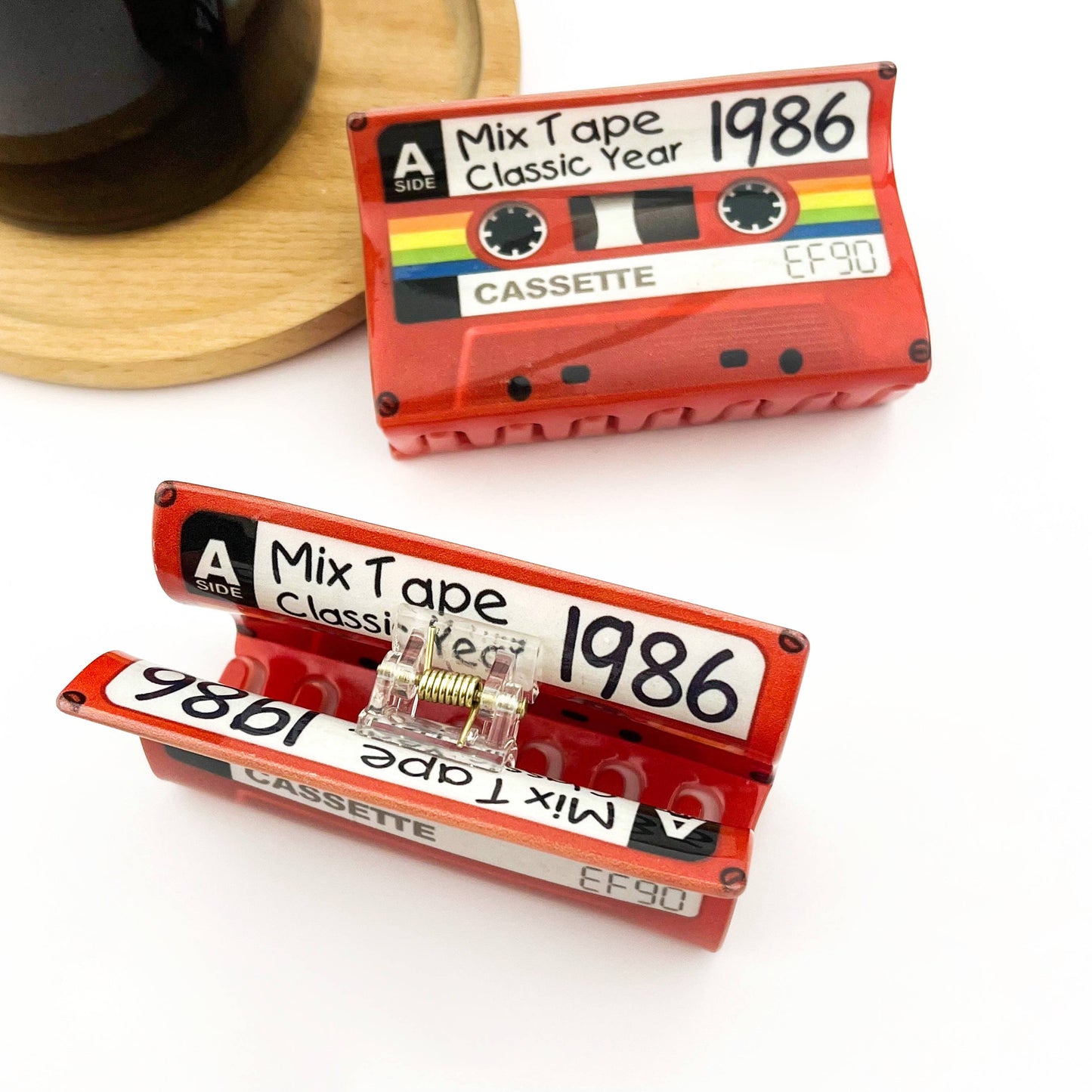 Red Cassette Tape Hair Claw Clip, Retro Hair Accessories: Red