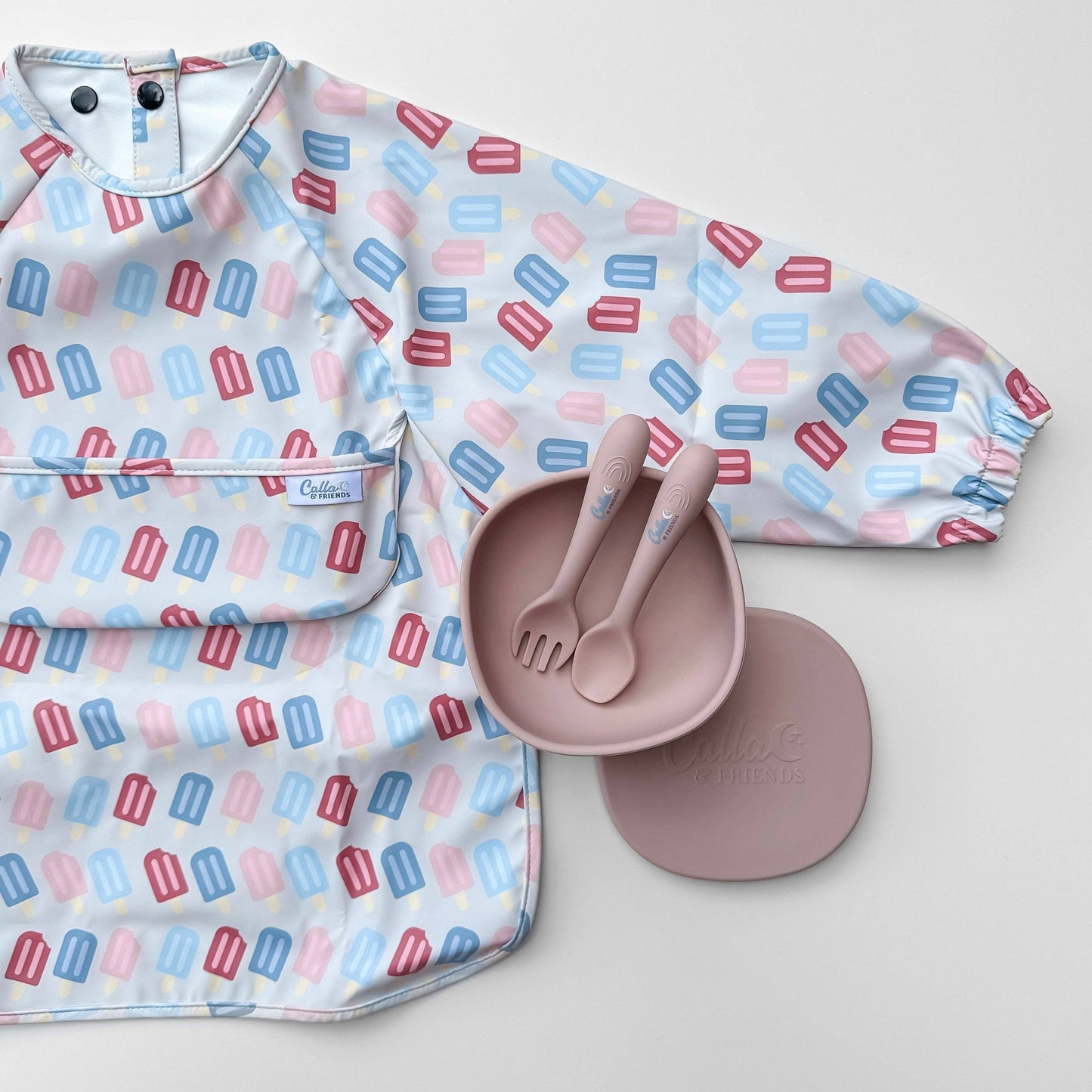 The Grayson Long Sleeve Bib - Popsicles: Pink / 6-36M