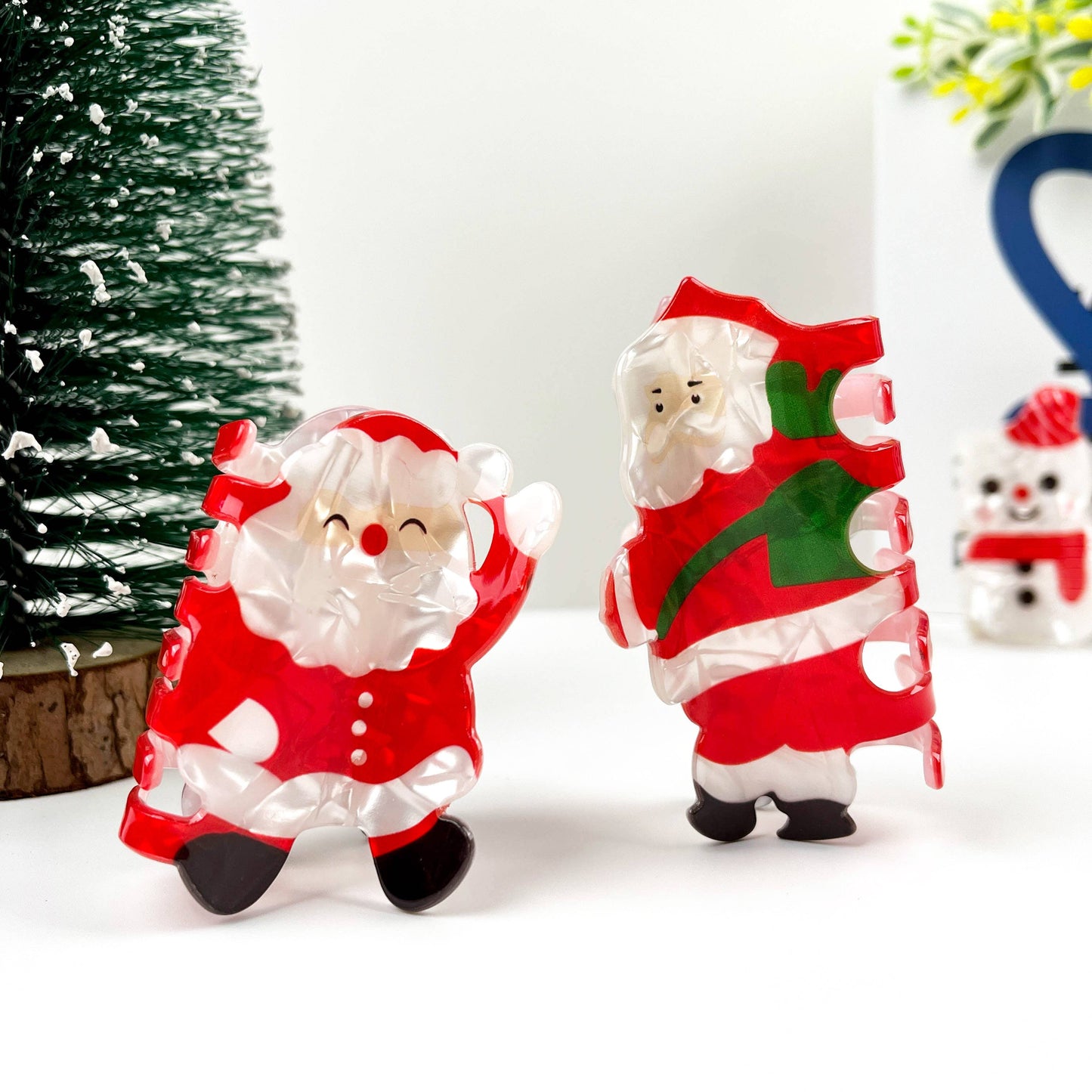 Cute Santa Claus Hair Clip, Red Christmas Claw Clips: D