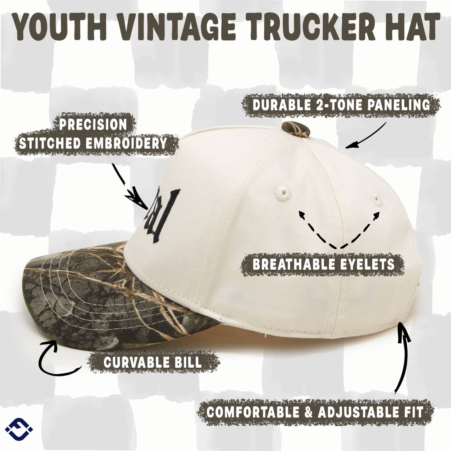 Kid/Baby 2-Tone Cap: Feral - Wood Camo/Beige: Kids (2-9 Years)
