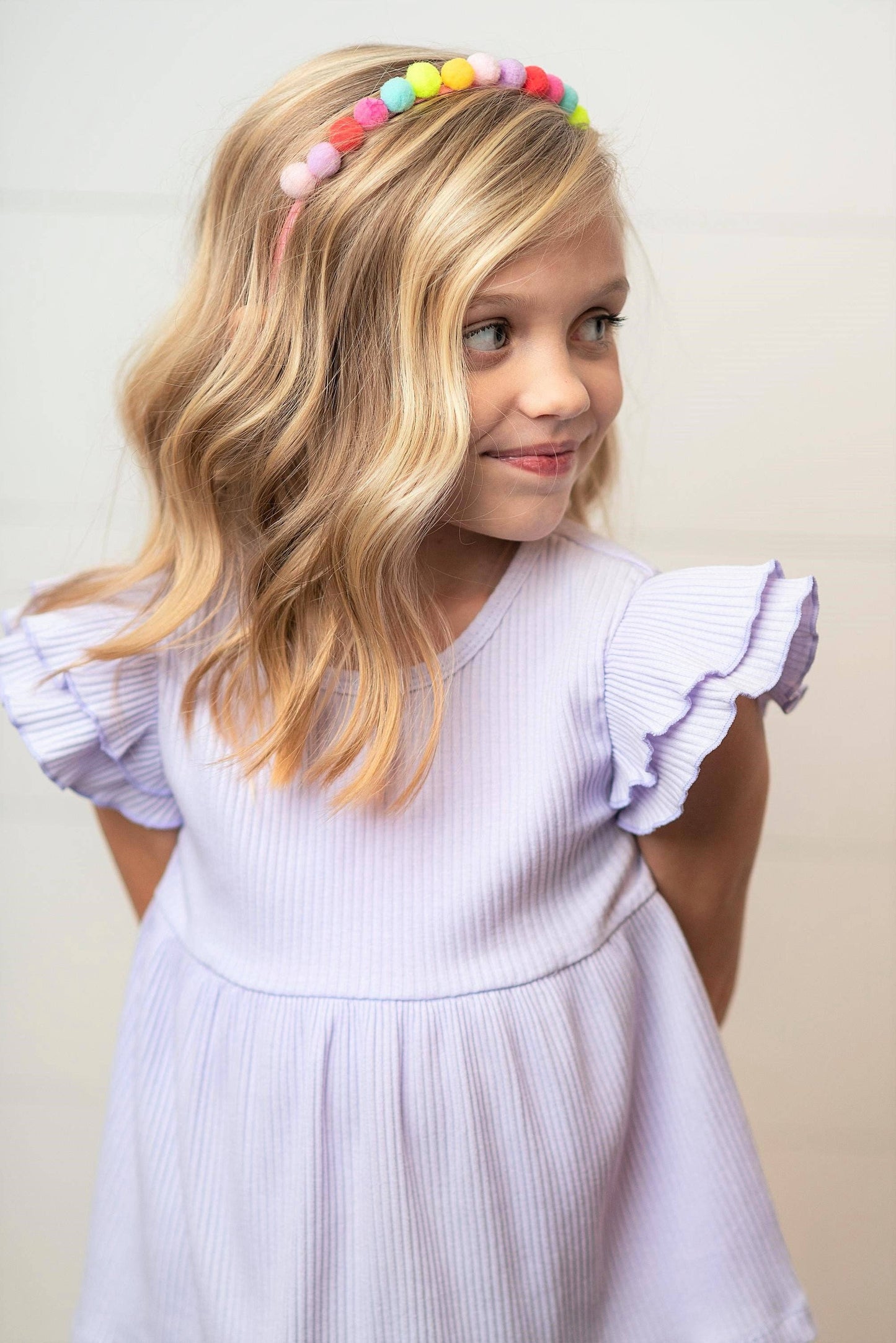 Oopies Daisy Kids Lavender Double Ruffle Flutter Sleeve Spring Shirt: 5/6