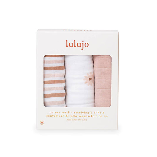 3-Pack Muslin Receiving Blankets – Daisies
