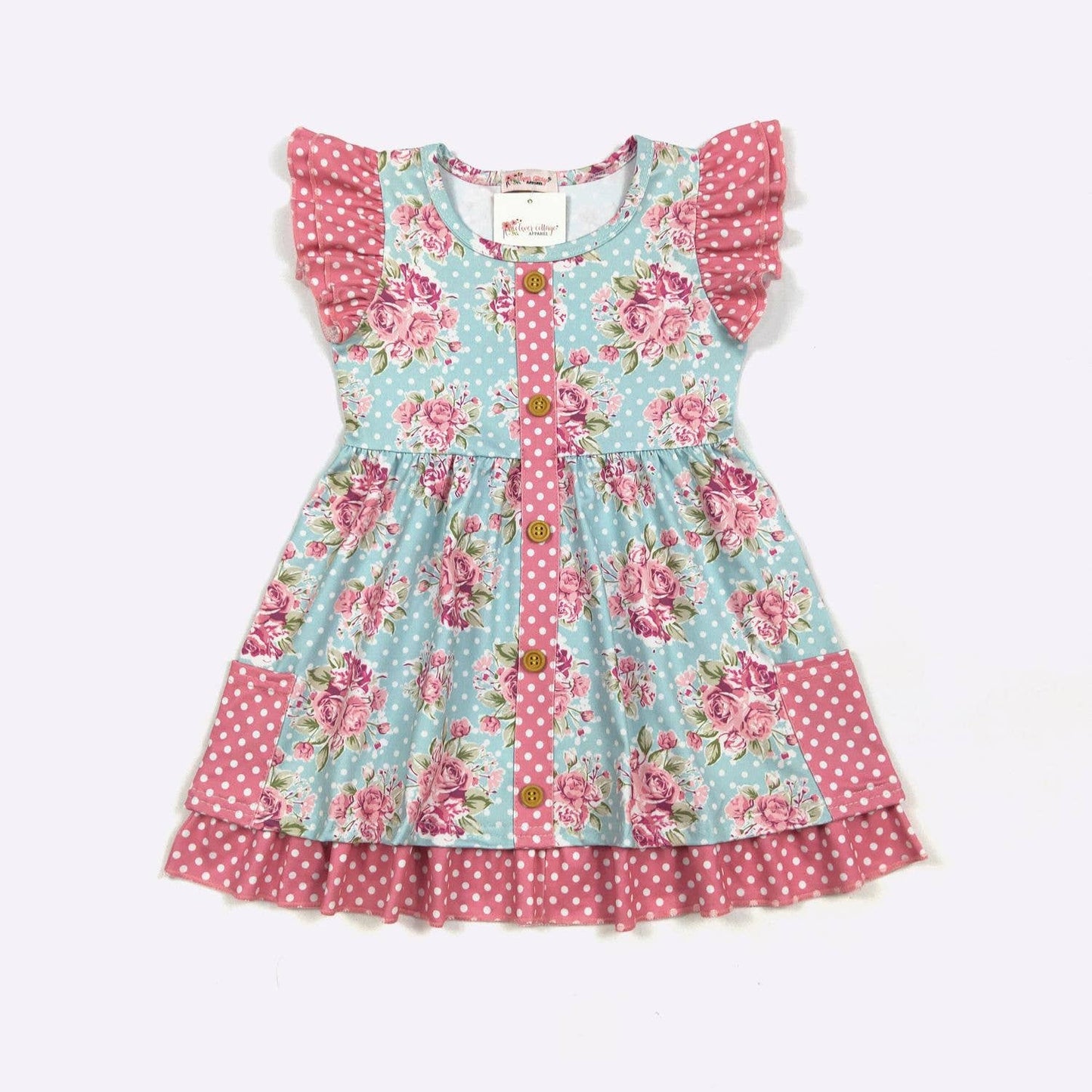 Polka Dot Blossom Girls Dress: 4t
