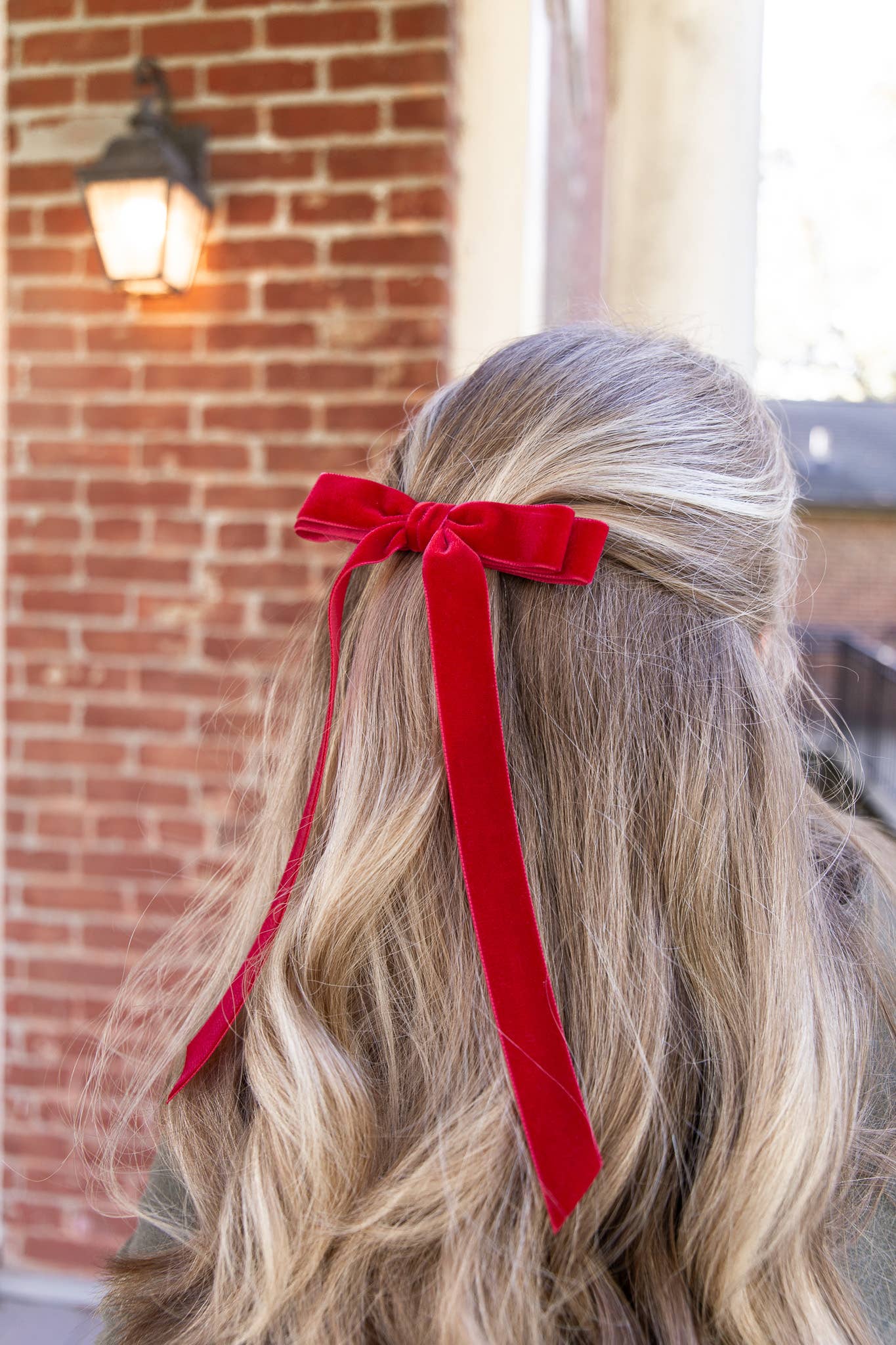 Long Velvet Hair Bow Barrette | Alice Bow - Long Length: Black
