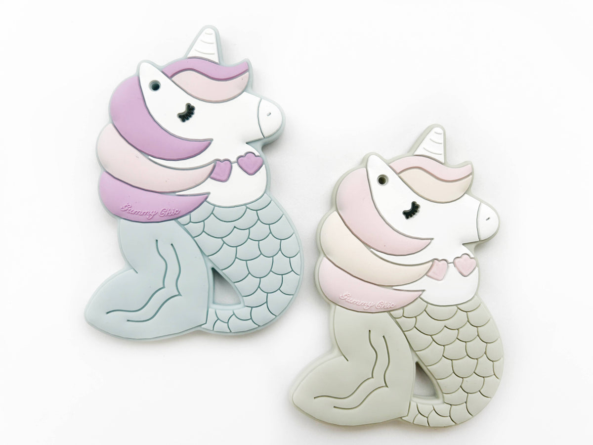 Mermicorn Baby Teether Toy and Sensory Chew - Gift for Girls: Purple and azure blue