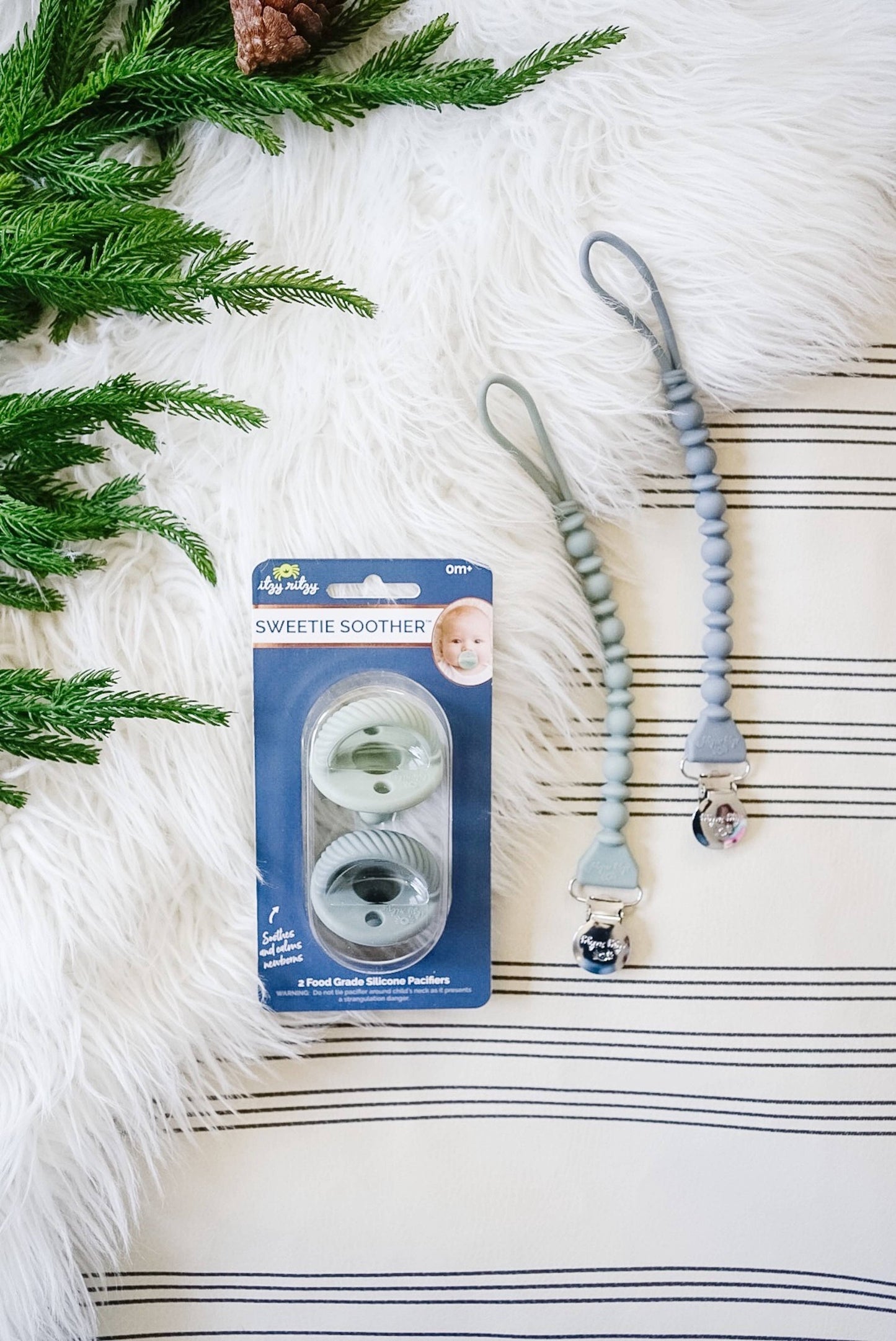 Sweetie Strap™ Silicone One-Piece Pacifier Clips: Succulent Beaded