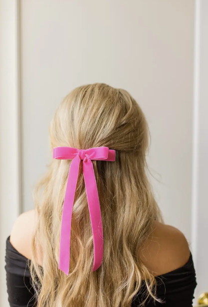 Long Velvet Hair Bow Barrette | Alice Bow - Long Length: Gingerbread