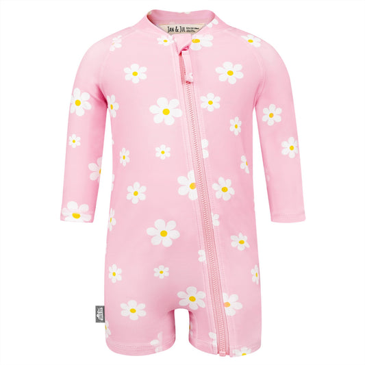 Jan & Jul Pink Daisy UV 1 piece Jumpsuit Rashguard Swimsuit
