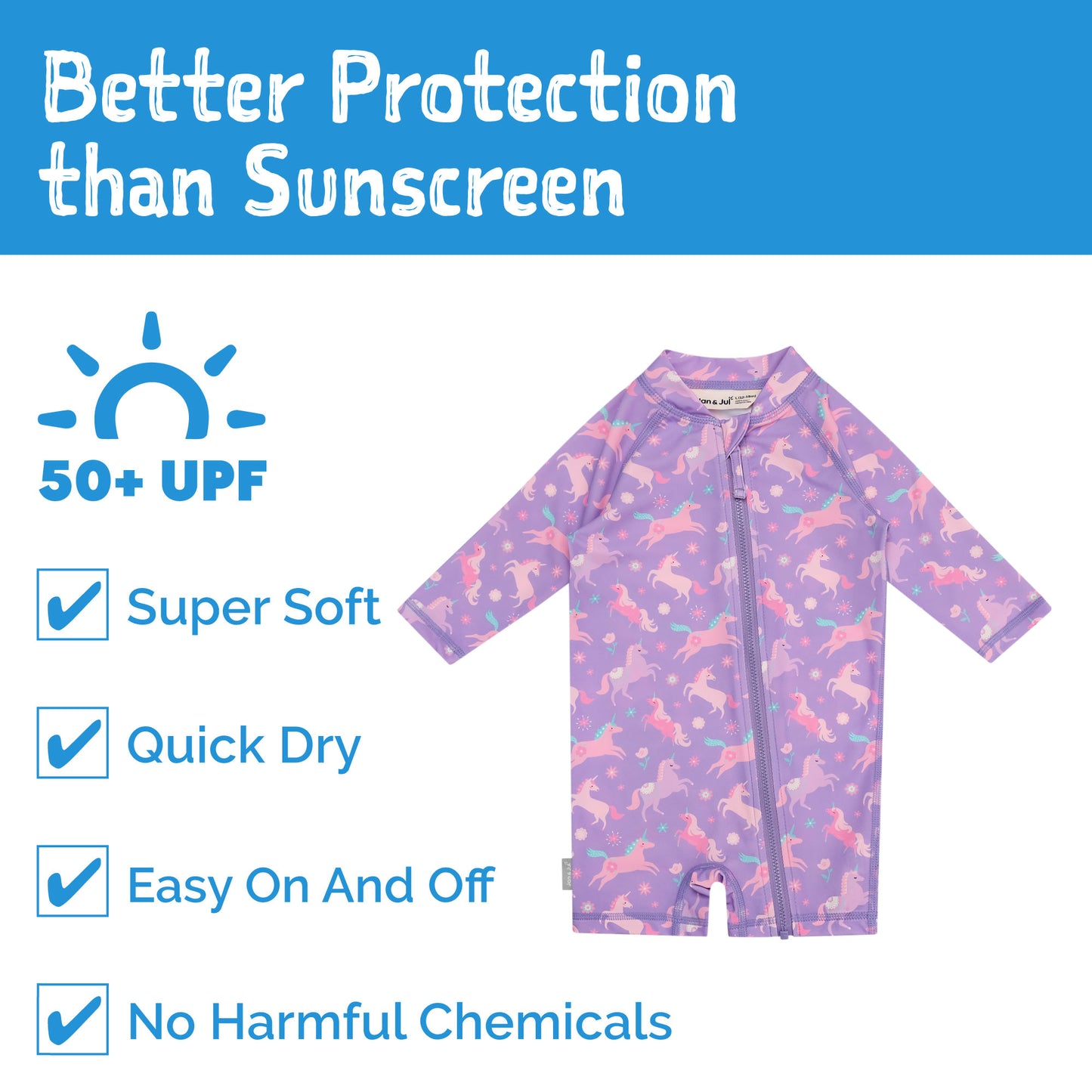 Jan & Jul Purple Unicorn UV 1 piece Jumpsuit Rashguard Swimsuit
