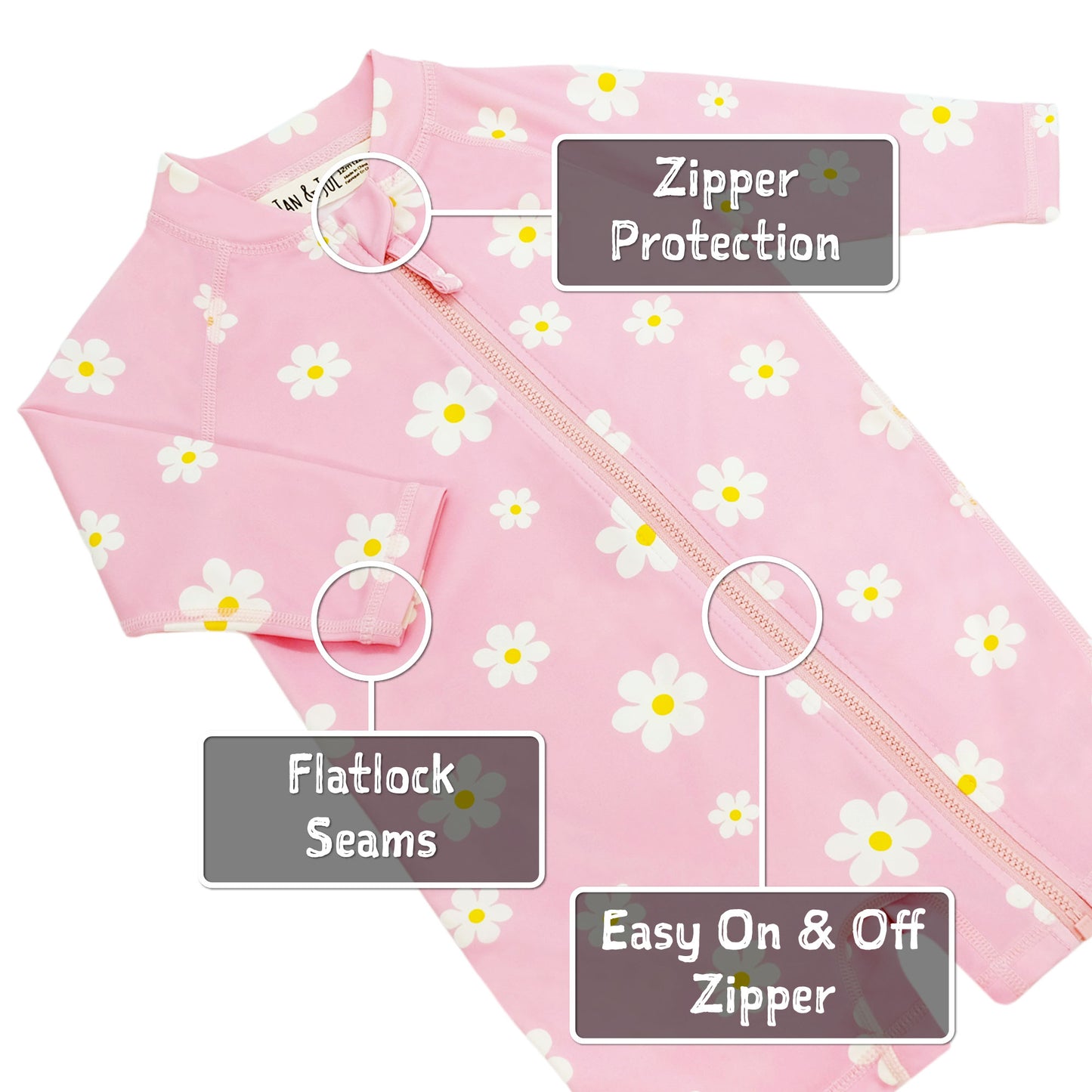 Jan & Jul Pink Daisy UV 1 piece Jumpsuit Rashguard Swimsuit