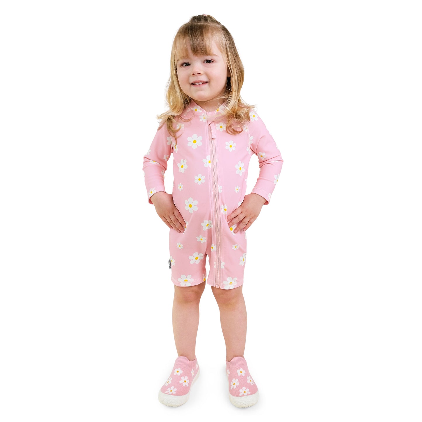 Jan & Jul Pink Daisy UV 1 piece Jumpsuit Rashguard Swimsuit