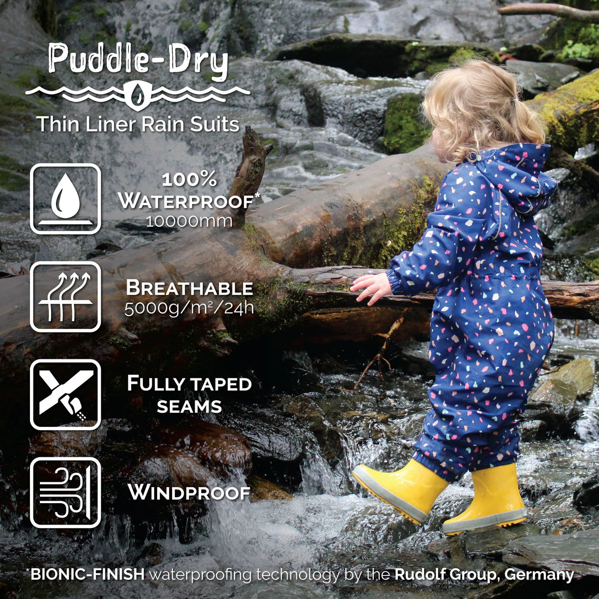 Jan & Jul Puddle-Dry Play Suit Rain Suit Thin Lined- Yellow